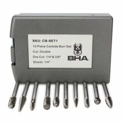 Best deal 🤩 BHA - Black Hawk Abrasives 10 Piece Tungsten Carbide Burr Set, Double Cut – 1/4” Shank 🧨 -flooring-abrasives store CB SET1 Carbide Burr double cut 10pcs bits case 95591.1646257967