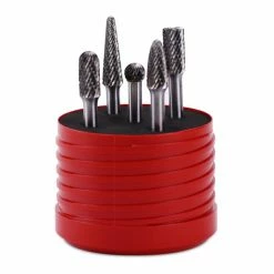Hot Sale 🤩 BHA - Black Hawk Abrasives 5 Piece Tungsten Carbide Burr Set, Double Cut – 1/4” Shank ✔️ -flooring-abrasives store CB SET2 Carbide Burrs double cut 5pcs open case closeup 59809.1646259837