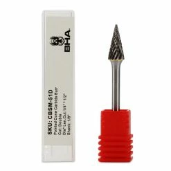 Brand new ❤️ BHA - Black Hawk Abrasives Cone Shape Carbide Burr, Double Cut - 1/8" Shank 🔔 -flooring-abrasives store CBSM 51D double cut carbide burr pointed cone single 10856.1647618348